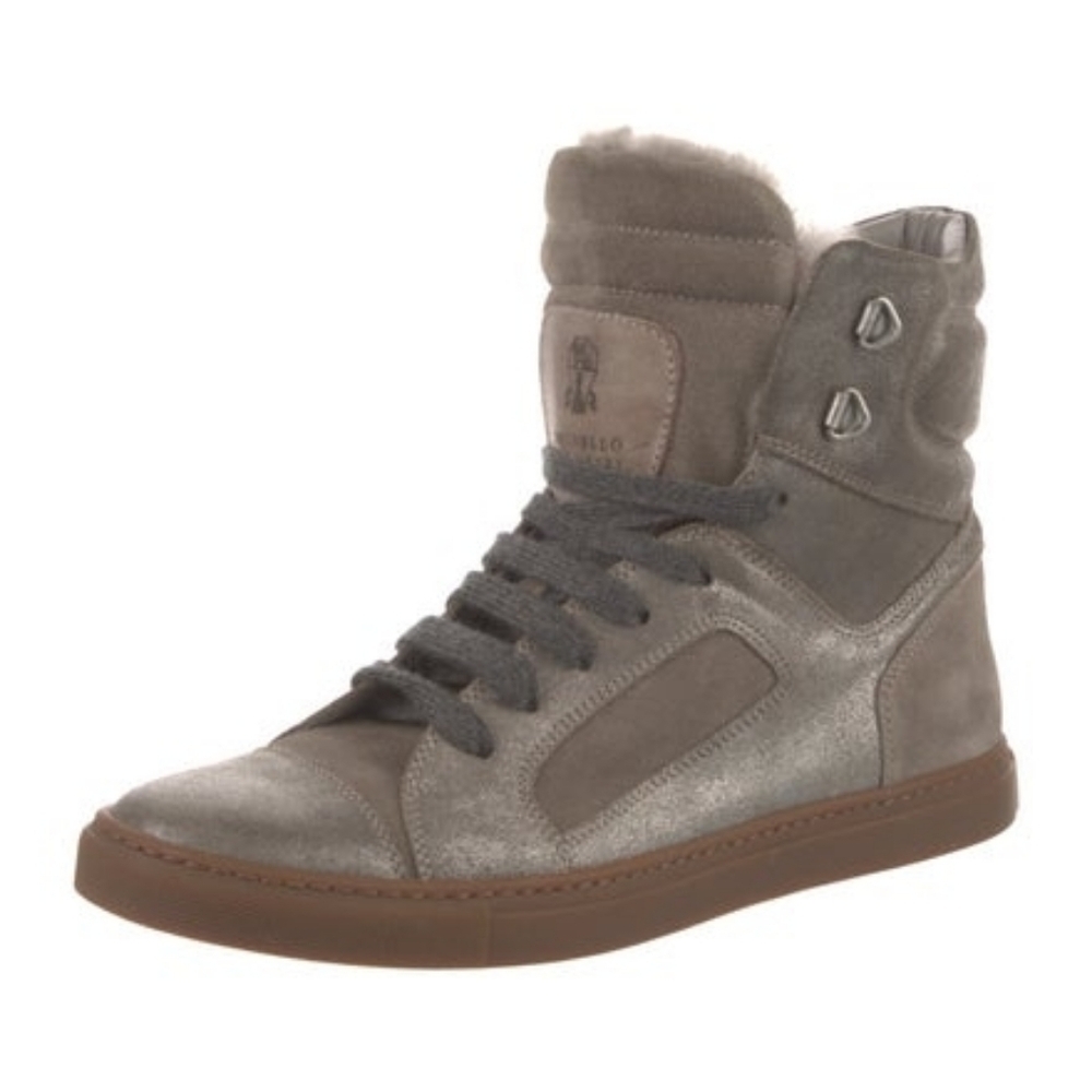 Brunello Cucinelli Gray High-Top Sneakers Size 39